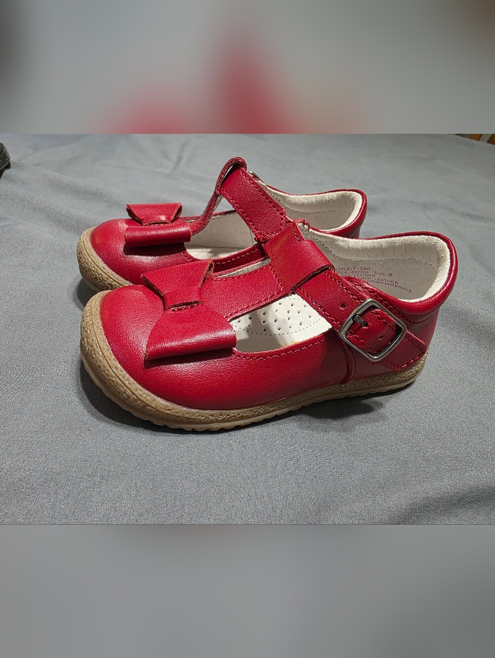 L'Amour Red Bow T-Strap Mary Jane Shoes for Kids